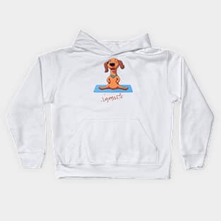 cute wiener dog doing yoga namaste Kids Hoodie